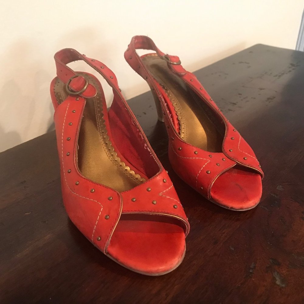 Seychelles Red Leather Vintage Heels